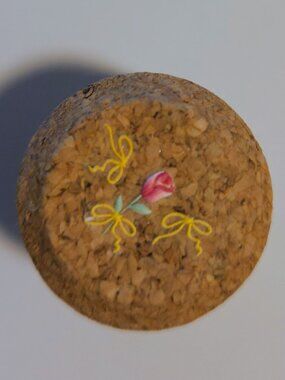Brand New Hand Crafted Magnet Created from Champagne Cork Featuring Flowers